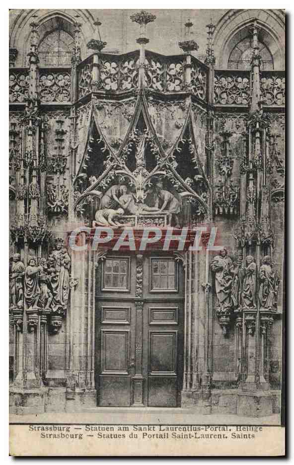 CPA Strasbourg Statues du portail Saint Laurent Saints