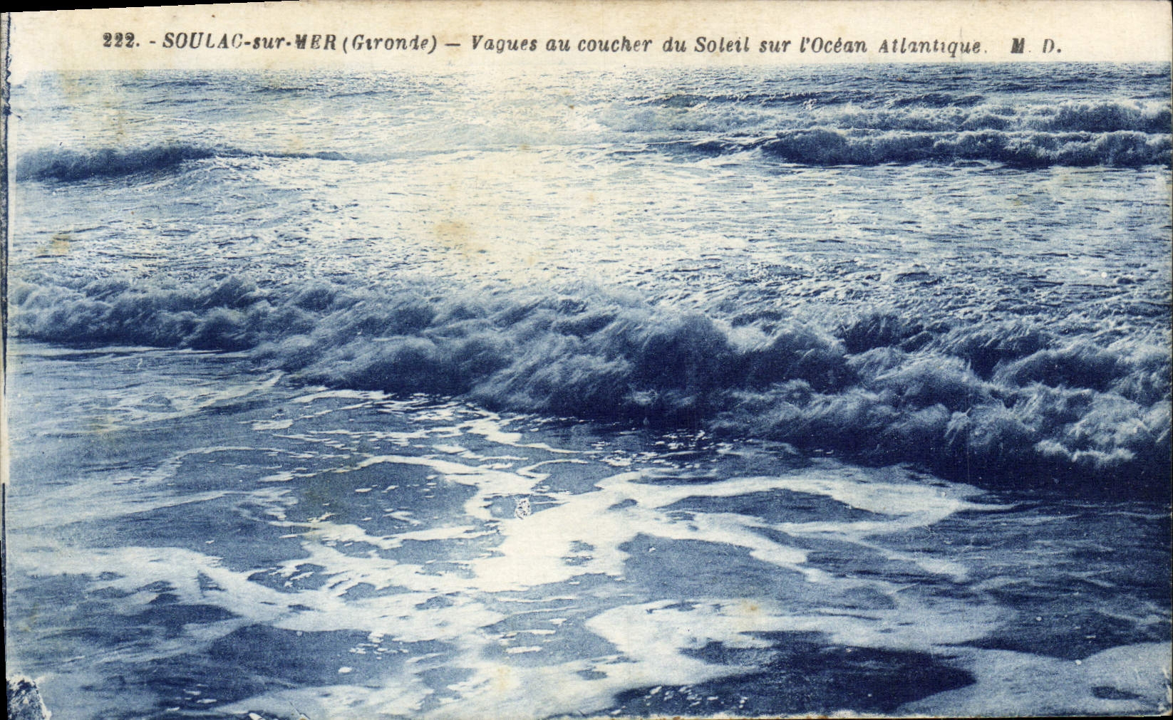 CPA Soulac Sur Mer Vagues Au Coucher Du Soleil Sur I'Ocean Atlantique