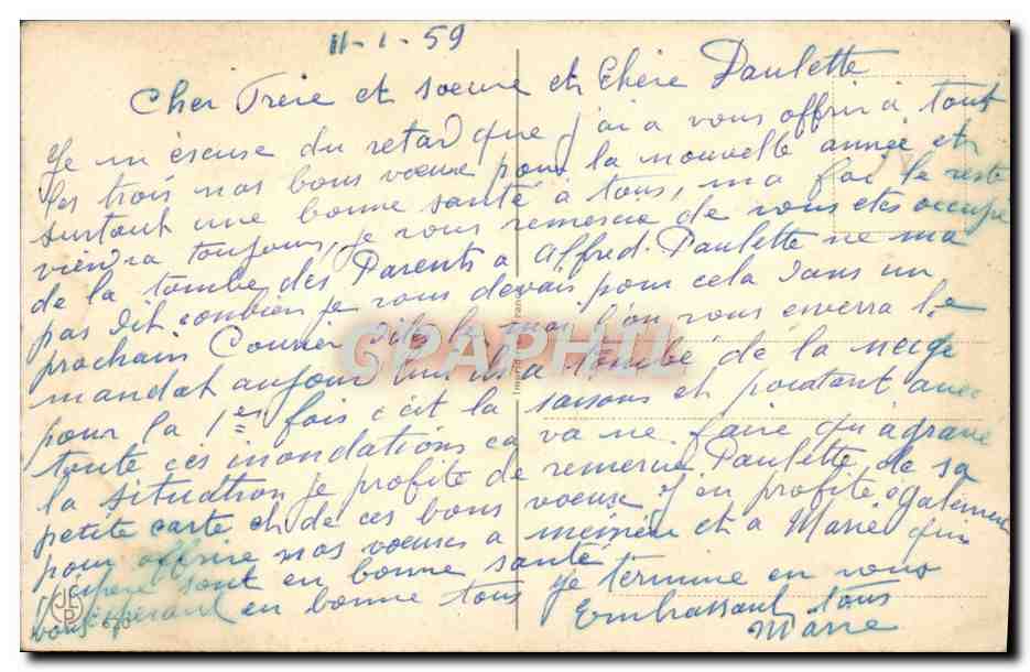 CPA Bonne Annee — Rückseite