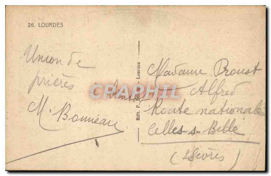 CPA A La Grotte Benie Jai Prie Pour Vous Lourdes — Verso