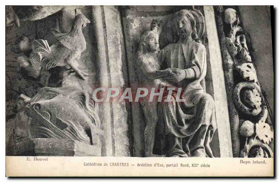 CPA Cathedrale De Chartres Creation d'Eve portail Nord