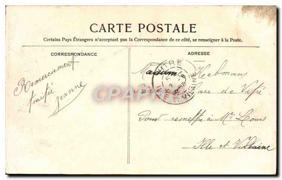 CPA Versailles Le Chateau Galerie Des Batailles — Verso
