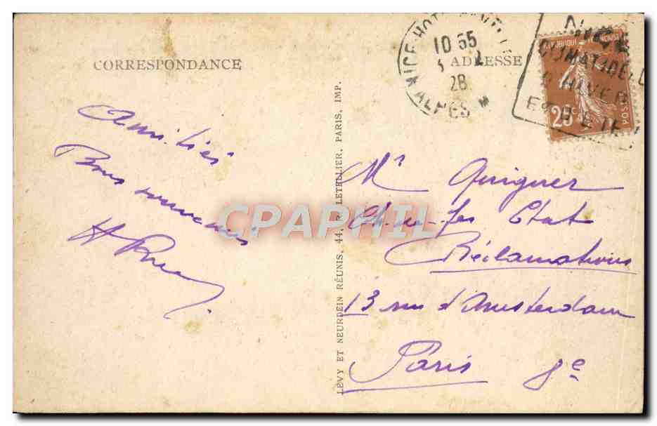 CPA Nice Les Jardins Vus Du Casino  — Rückseite
