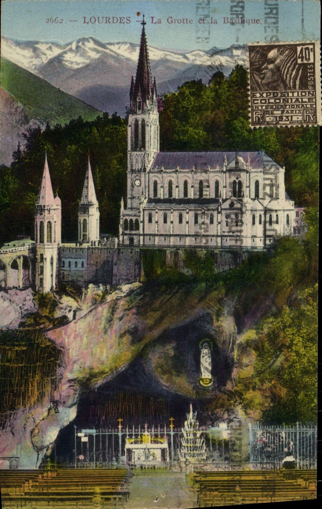 CPA Lourdes La Grotte Et La Basilique