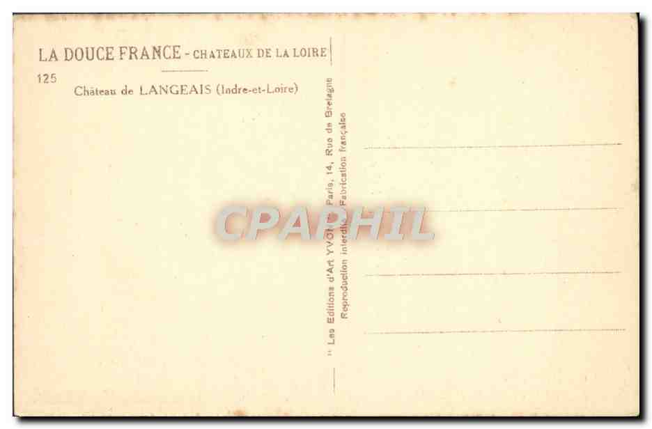 CPA Chateau De Langeais — Verso