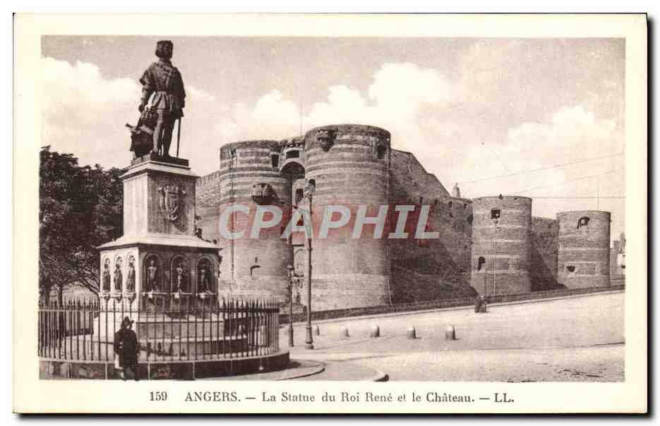 CPA Angers La Statue Du Roi Rene Et Le Chateau