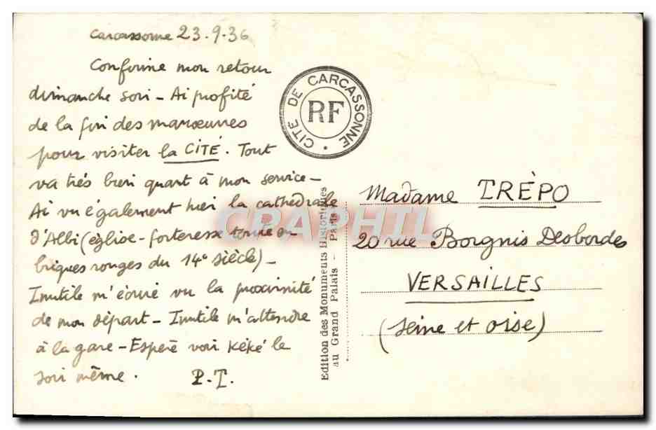 CPA Cite De Carcassonne Les lices hautes — Verso