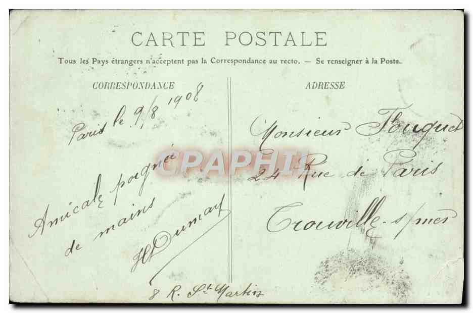 CPA Paris Le Parc Monceau Le Monument De Gounod — Verso
