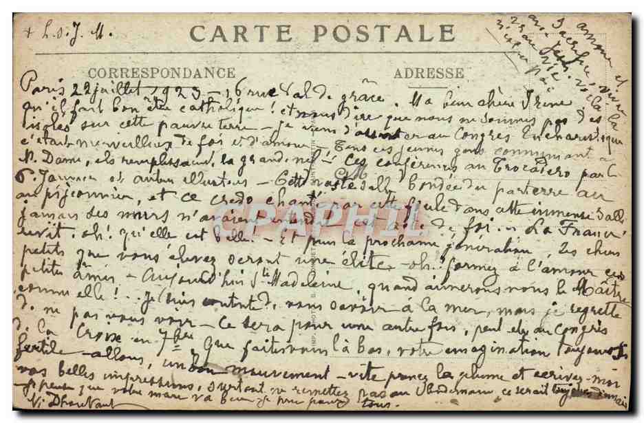 CPA Basilique Du Sacre Coeur De Montmartre Prophetes des stalles du choeur Marcel Magne  — Rückseite