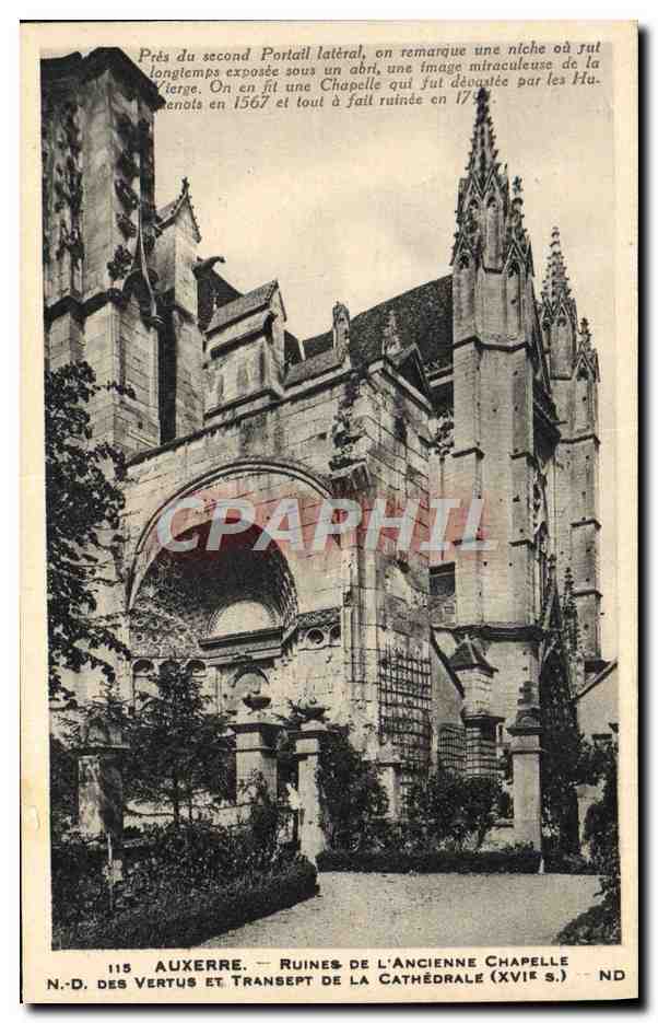 CPA Auxerre Ruines De L'Ancienne Chapelle Nd des Vertus et transept de la cathedrale