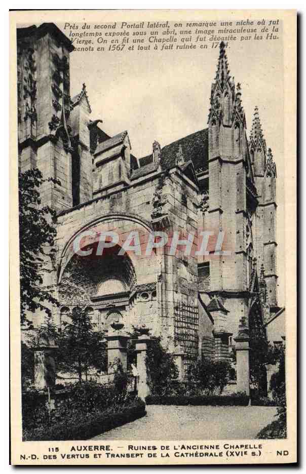 CPA Auxerre Ruines De L'Ancienne Chapelle ND des Vertus et transept de la cathedrale