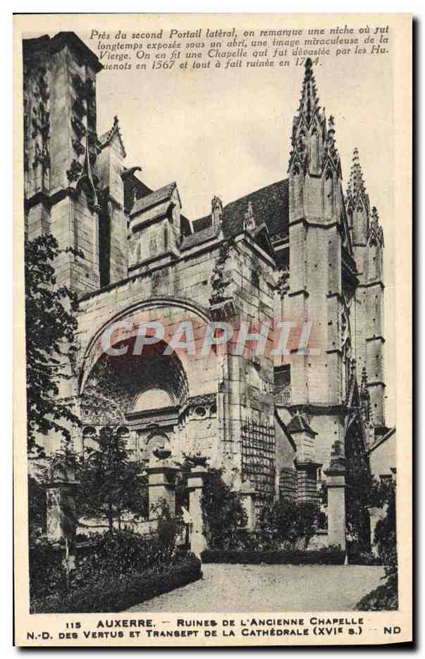 CPA Auxerre Ruines De L'Ancienne Chapelle ND des Vertus et transept de la cathedrale