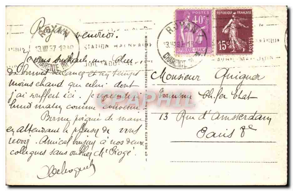 St-Palais-sur-Mer — Le Pont du Diable — éditeur C. Des Arts Photographique, n° 114 — Rückseite