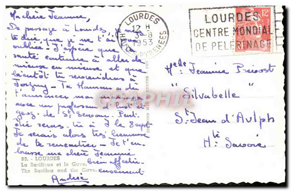 CPA Lourdes La Basillique Et Le Gave — Verso