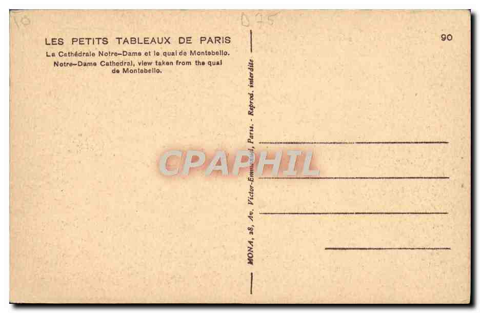 CPA Paris La Cathedrale Notre Dame — Rückseite