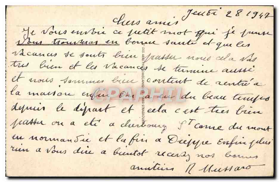 CPA Dieppe Vue Sur Les Falaises — Rückseite