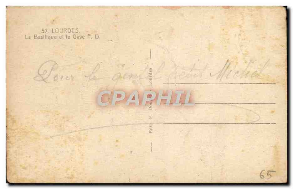 CPA Lourdes La Basilique Et Le Gave — Verso