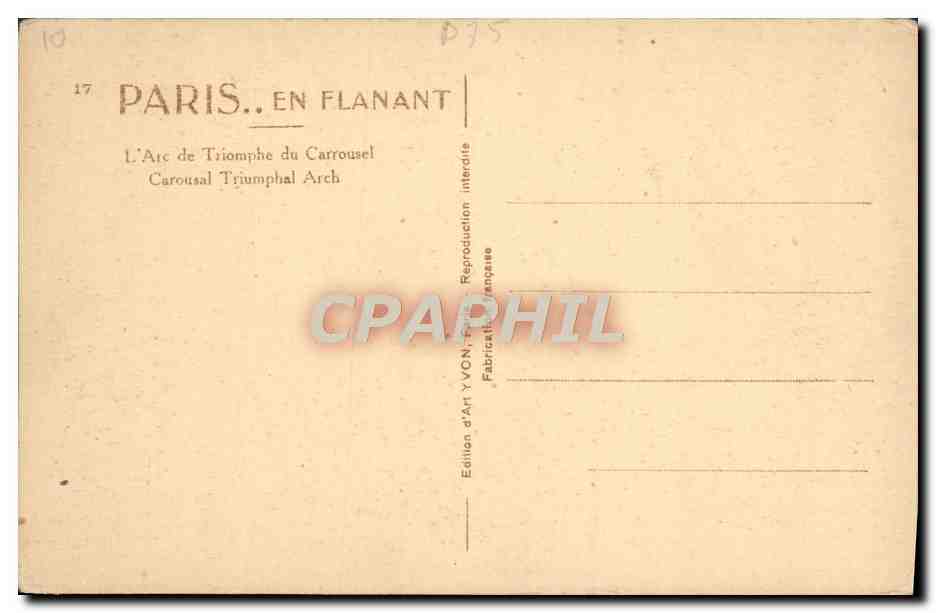 CPA Paris En Flanant L'Arc De Triomphe Du Carrousel — Rückseite