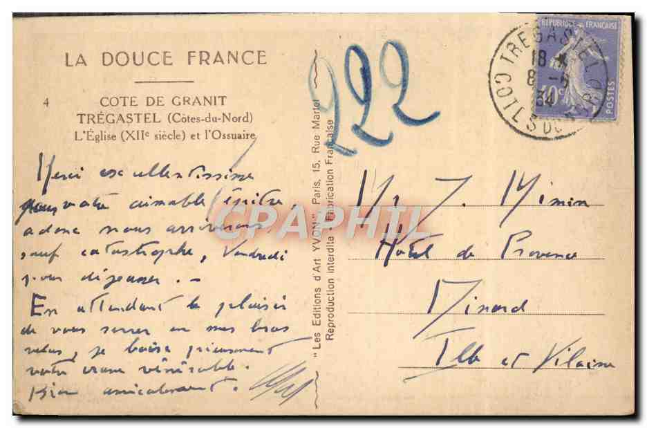 L'Église (XIIe siècle) et l'Ossuaire — Trégastel (Côtes-du-Nord) — Les Éditions d'Art Yvon, Paris — Rückseite