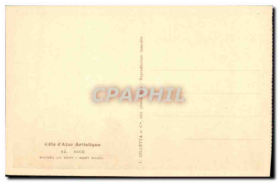 CPA Nice Entree Du Fort Mont Boron — Verso