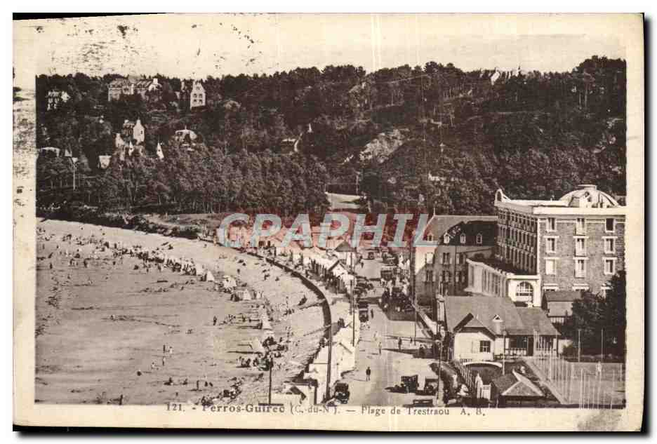 Perros-Guirec (C. du-N.) — Plage de Trestraou — Phototypie A. Bruel, Angers
