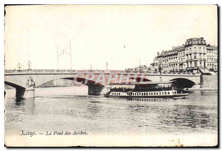 CPA Liege Le Pont des Arches Bateau Peniche