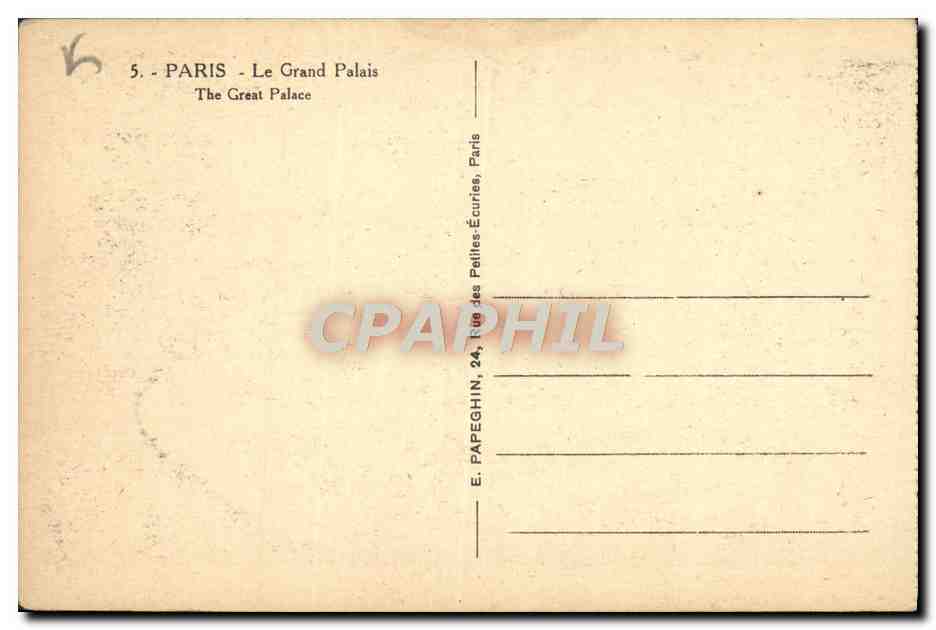 CPA Paris Le Grand Palais — Rückseite