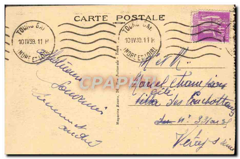 CPA Tours Vue Generale sur la Loire vers Saint Symphorien — Rückseite