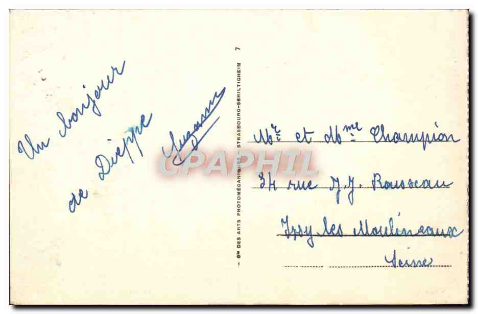 CPA Dieppe Le Chateau et la Statue de Vauquelin — Verso