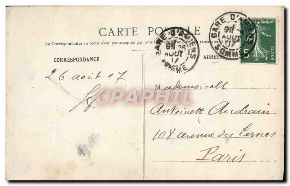 CPA Amiens Cathedrale L'Enfant Pleureur Blasset — Back