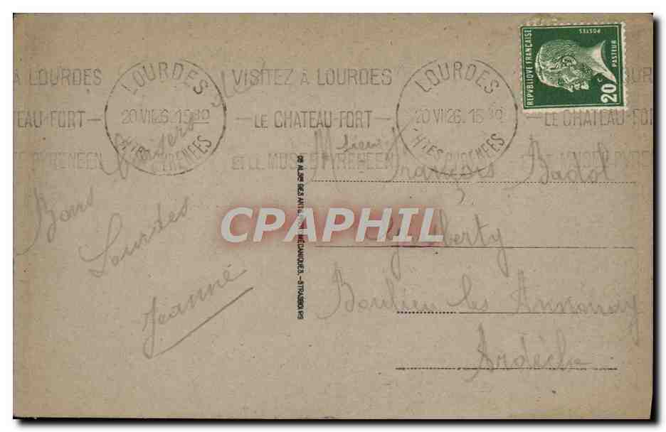 CPA Lourdes La Grotte — Verso
