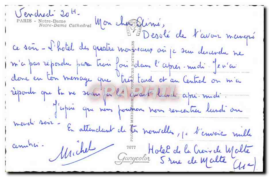 CPM Paris Notre Dame Notre Dame Bateau Peniche  — Verso
