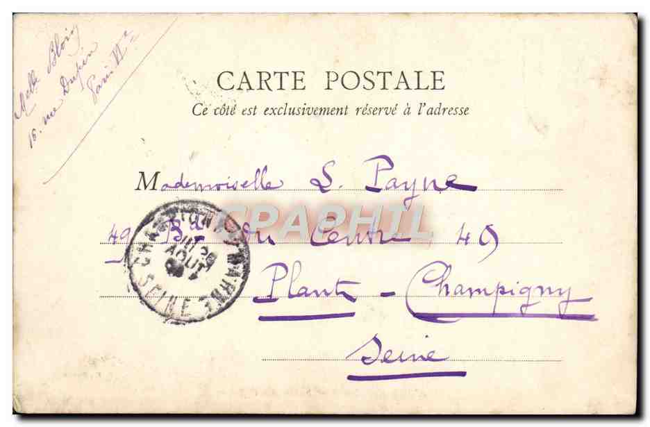 Fontainebleau — Sala de Oficiales — E. F., París — Reverso