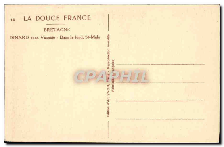 CPA Dinard et sa Vicomte Dans le Fond St Malo — Rückseite