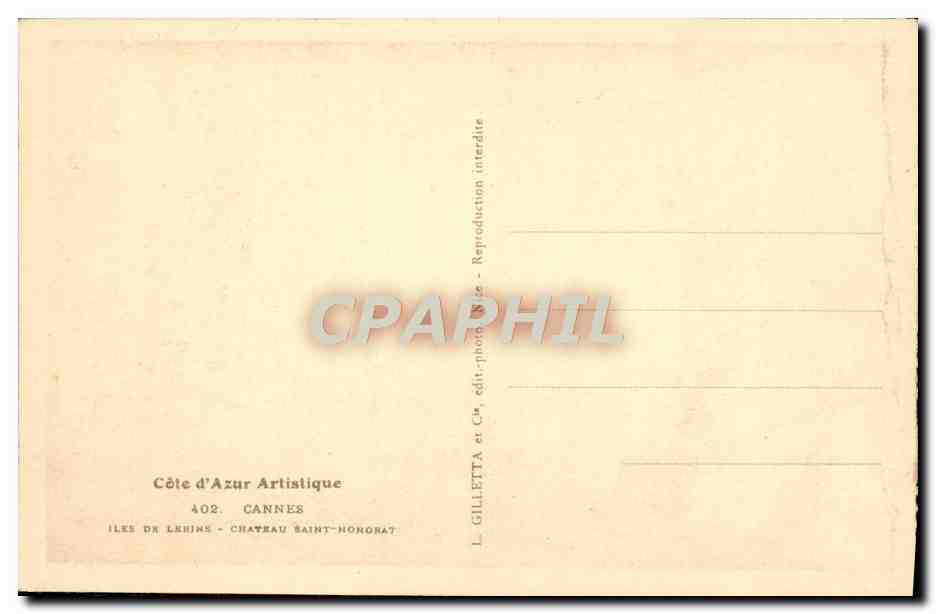 CPA Cannes Iles De Lerins Chateau Saint Honorat — Verso