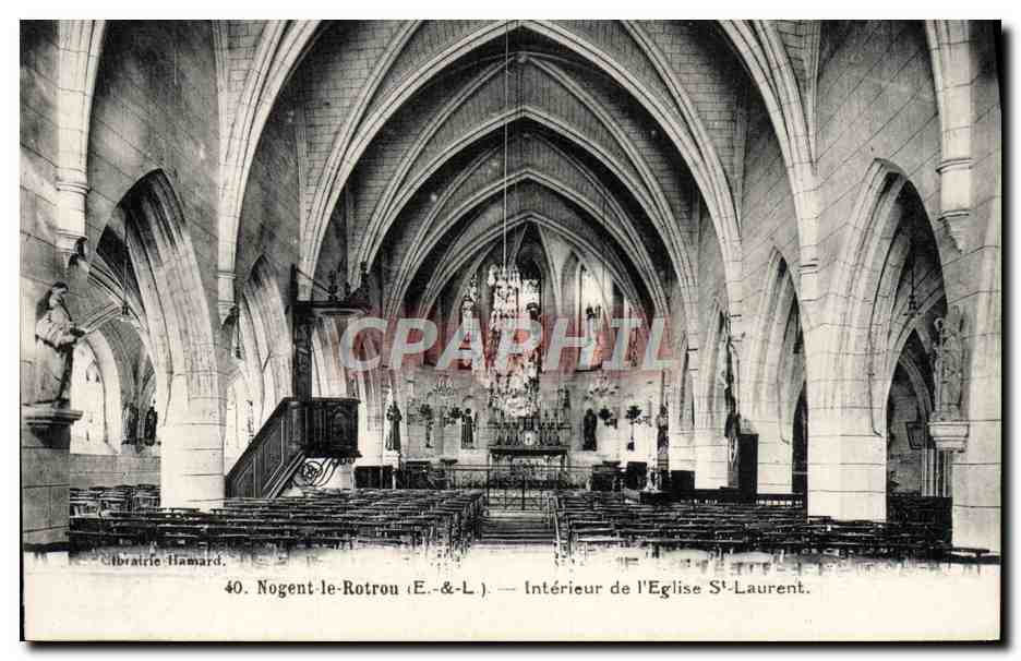 Nogent-le-Rotrou (E.-&-L.) — Intérieur de l'Église Saint-Laurent — Librairie Hamard, n°40