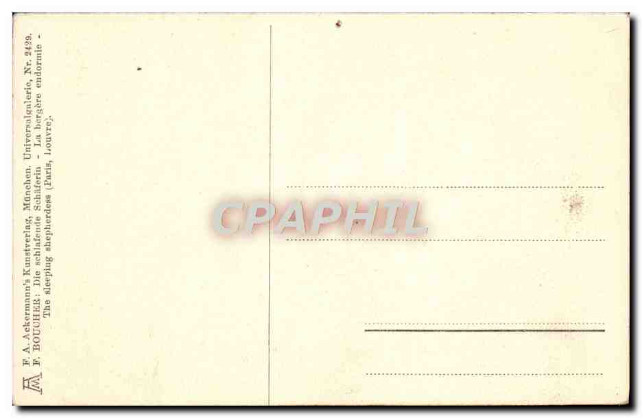 CPA Boucher La bergere endormie — Verso