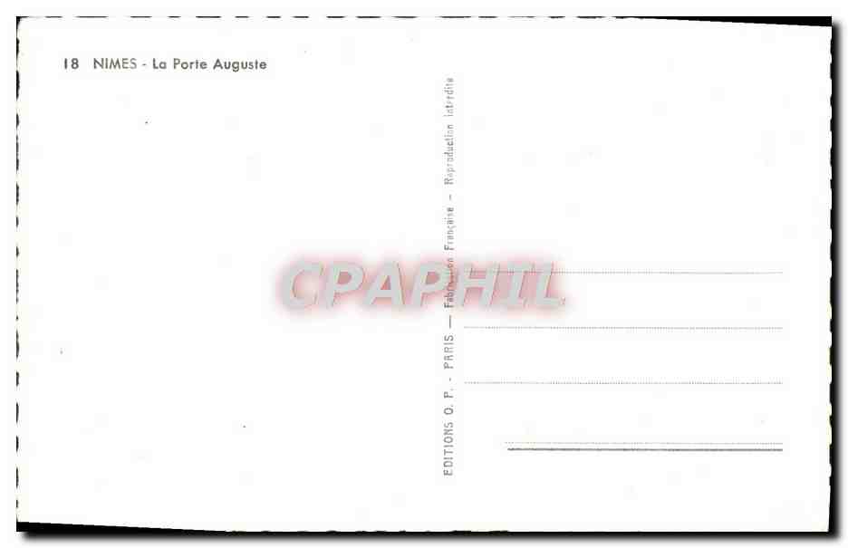 Nîmes - La Porte Auguste — éditeur O.P. Paris, n°18 — Reverso