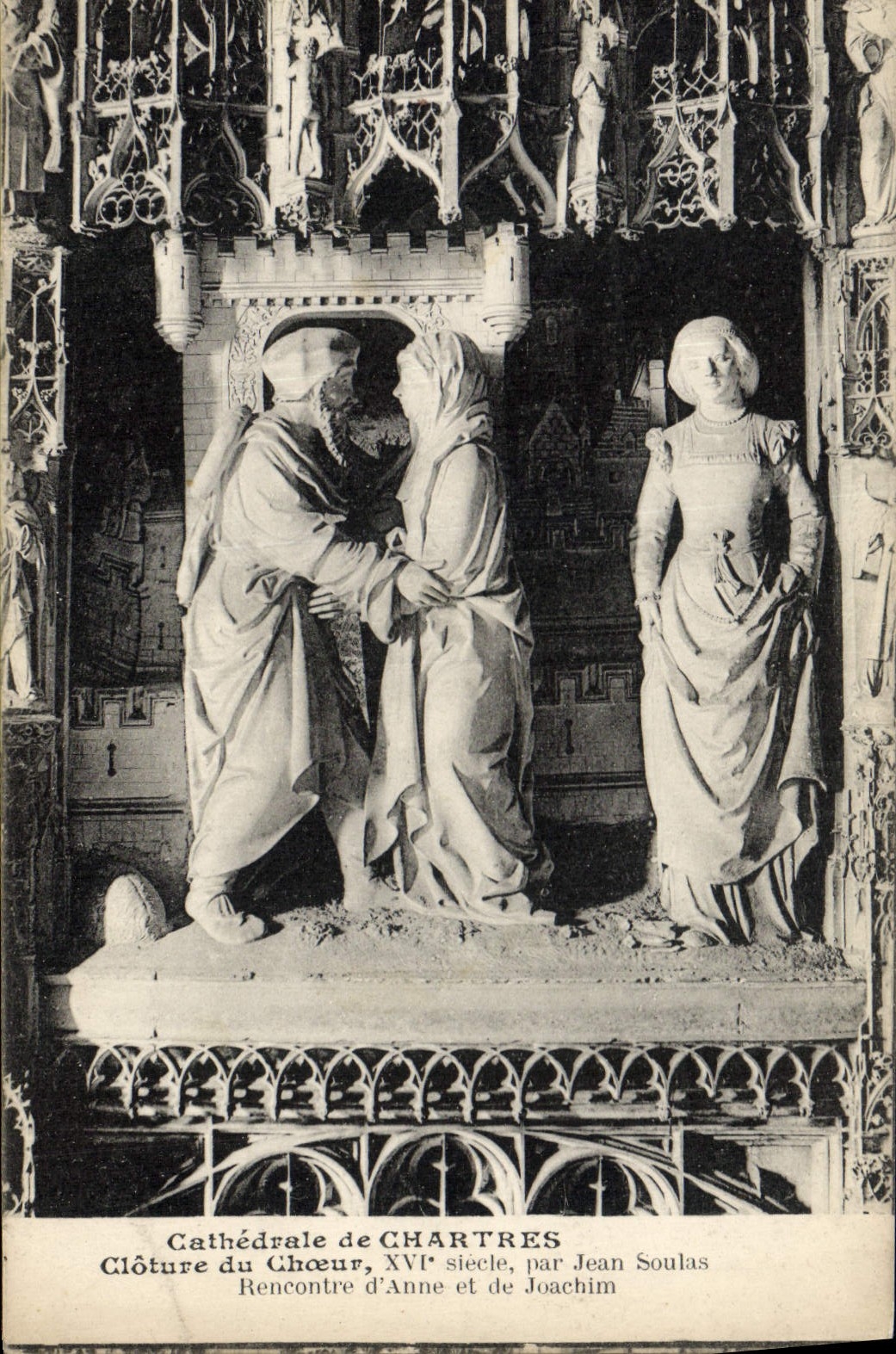 CPA Cathedrale de Chartres Cloture du coeur par Jean Soulas Rencontre d'Anne et de Joachim