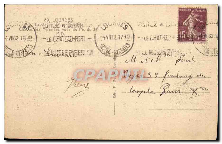 CPA Lourdes La Vallee  — Verso