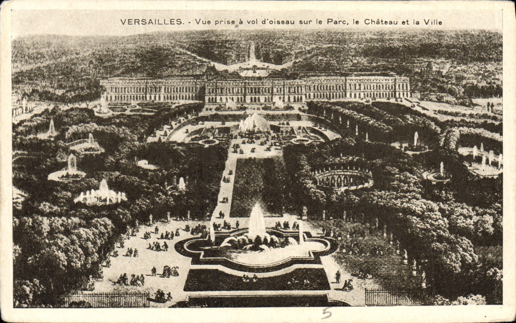 CPA Veersailles Vue Prise Vol d'oiseau sur le Parc le chateau et la ville