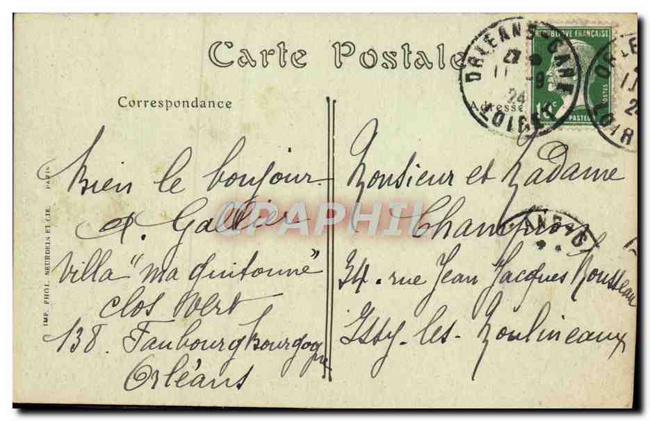 CPA Orleans Le Mail — Verso