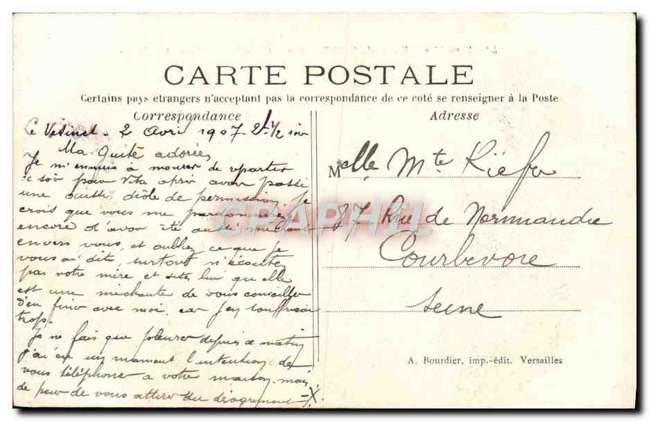 CPA Versailles Palais Du Petit Trianon Chambre de Marie Antoinette Napoleon — Verso