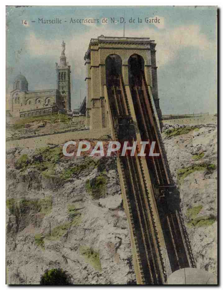 CPA Marseille Asccnseurs de Notre Dame de la Garde