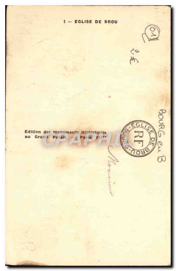 CPA Eglise de Brou  — Verso