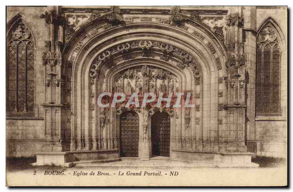 CPA Bourg Eglise de Brou Le Grand Portail