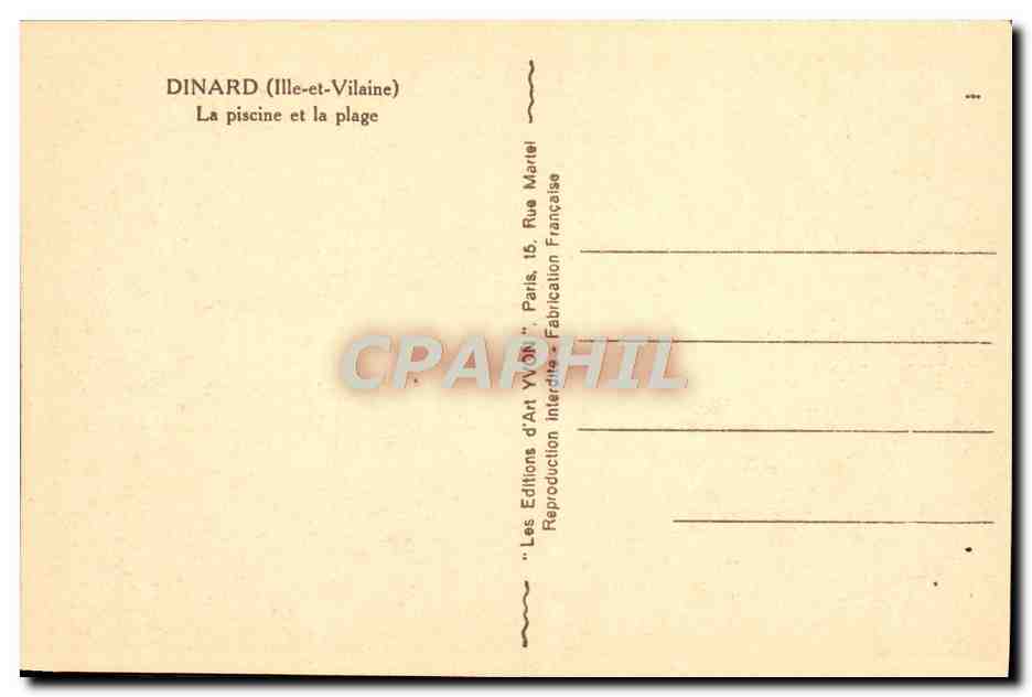 CPA Dinard La piscine et la Plage  — Verso