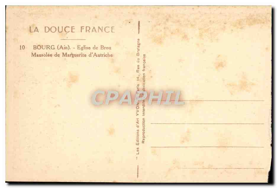 CPA Bourg Eglise de Brou Mausolee de Marguerite d'Autriche — Verso