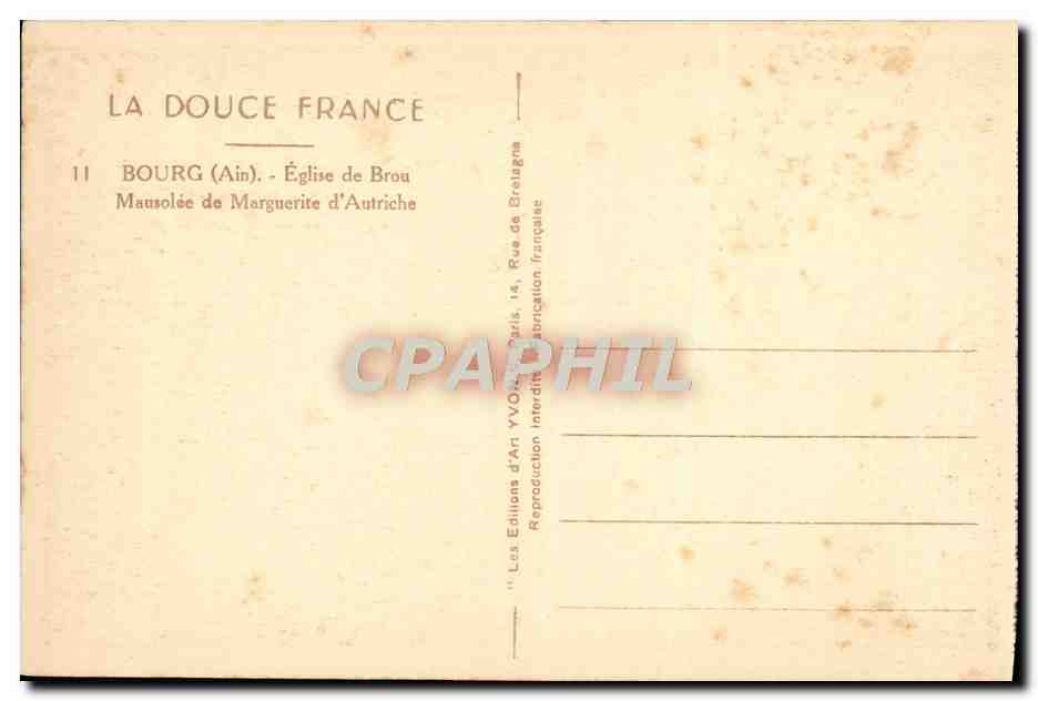 CPA Bourg Eglise de Brou Mausolee de Marguerite d'Autriche — Rückseite