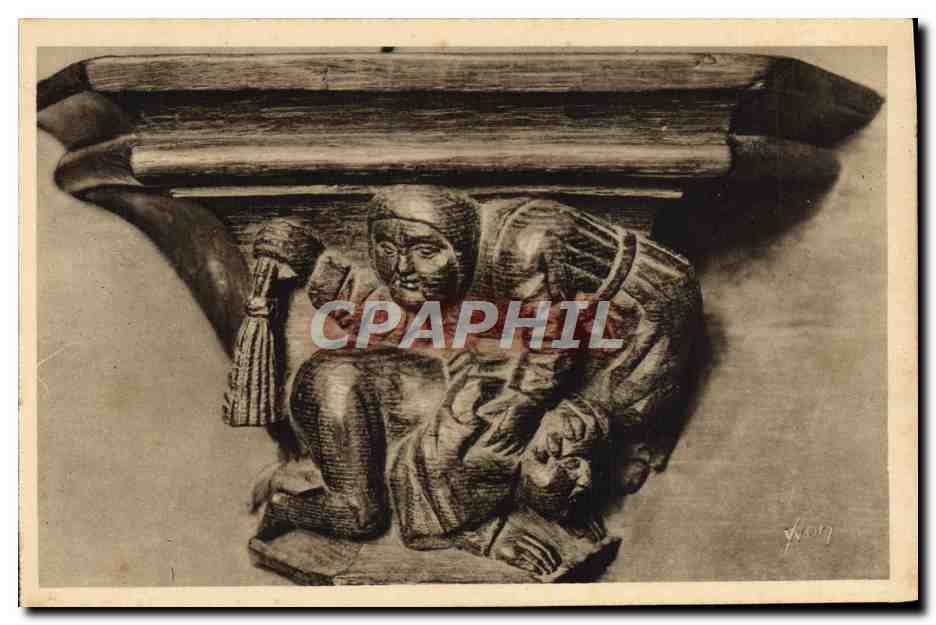 CPA Bourg Eglise de Brou La correction maritale Detail des stalles